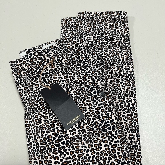 🆕 Scotch & Soda Maison Route 22 Slim Chino Fit Animal Leopard Print Pant 24/30 - Picture 4 of 14